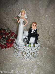 HUMOROUS FUNNY SEXY WEDDING DRUNK GROOM CAKE TOPPER  