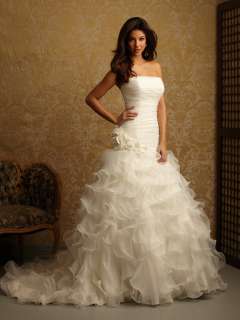 New Elegant Ivory Discount Strapless Organza Wedding dress Bridal Ball 
