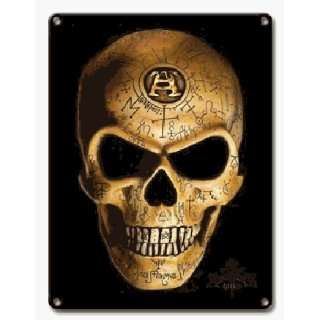  Alchemy Gothic ALOM166 Omega Skull   Metal Sign Patio 