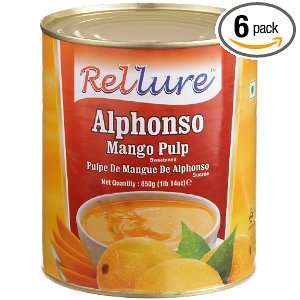 Rellure Alphonso Mango Pulp, 30 Ounce Cans (Pack of 6)  