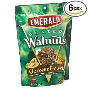 Emerald Nuts Glazed Walnuts, Chocolate Brownie, 6 Ounce Pouches (Pack 