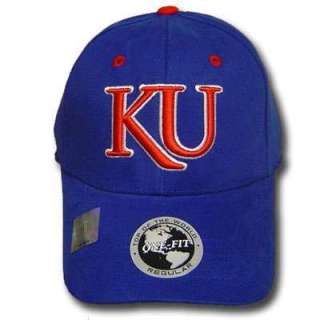 NCAA UNIVERSITY KANSAS JAYHAWKS BLUE CAP HAT FLEX FIT  