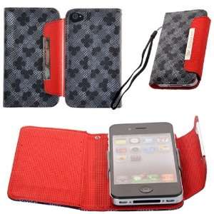 com Mesh Wallet Leather Book Flip Card Case Folio Cover for iPhone 4 