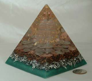 Large Orgone Pyramid Money Prosperity Wealth Gold EMF  
