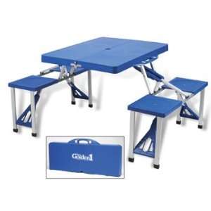  Portable Folding Picnic Table w/ Integrated Benches Patio 