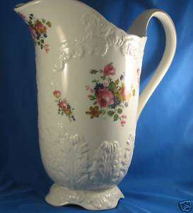 MaryLeigh Pottery Handcrafted Water Jug England, Floral  