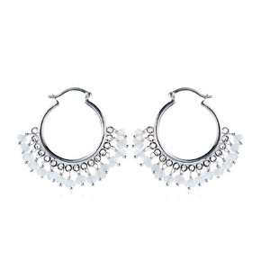    Moonstone Chandelier Hoop Earrings in Sterling Silver Jewelry
