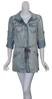 BEULAH Stone Wash Denim Tunic Dress Top SMALL 4 6 NEW  