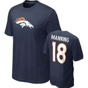  Peyton Manning Navy # 18 Denver Broncos Name & Number T 