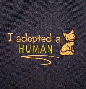 Adopted a Human Cute Kitty Cat Animal Adoption Rescue Large Zipper 