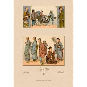  Japanese Civil Costumes and Transportation 28X42 Canvas 