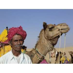  Camel driver portrait with his camel, Thar Desert, Jodhpur 