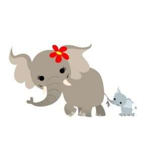  Cartoon Mother Elephant and Calf Sticker 