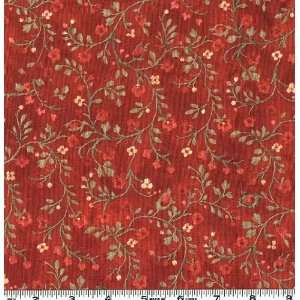  45 Wide Gentle Grace Flowering Vine Redberry Fabric By 