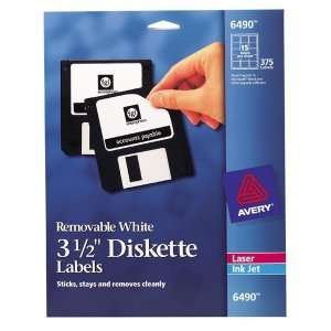  Avery Diskette Label. 3.5IN DISK WHITE REMOVABLE LASER LABELS 