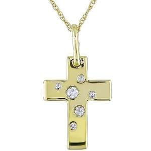  10K Yellow Gold .07 ctw Diamond Cross Pendant Jewelry