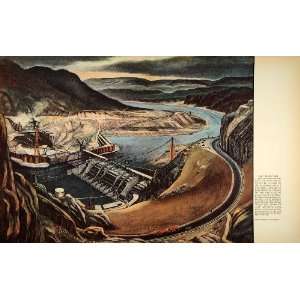  1937 Print Grand Coulee Dam Austin Mecklem Landscape River 
