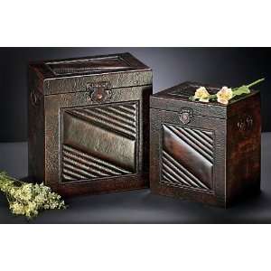  Set of 2 Crackled Deep Brown Faux Leather Decorative Boxes 