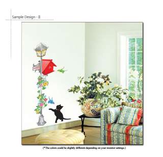 CAT & RED POSTBOX WALL STICKERS DECAL DOCOR MURAL ART  
