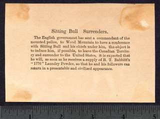 1880s Indian Chief Sitting Bull Surrenders Babbitt Soap  