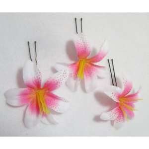  NEW Three Small Stargazer Lily Cluster Hair Pins   Set of 