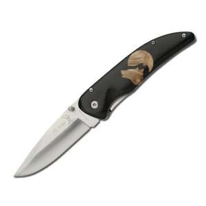   Wolf Folder Linerlock Knife with Black Wood Handles