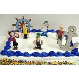  Unique 7 Piece Popeye the Sailor Man Birthday Cake Topper Set 