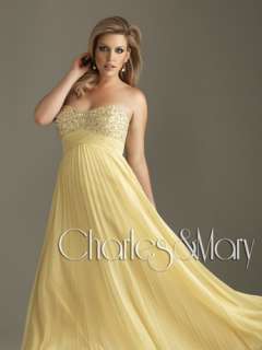 Beaded Empire Line Chiffon Evening/Prom dress/Formal/Ball gown/SZ 6 8 