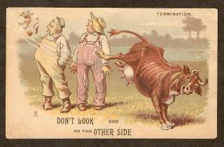 VTC Trade Card C.P. CLARK TOBACCO Milk Cow Kicks Farmer PRICE LIST 