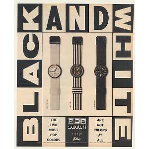  1989 Swatch Pop Black and White Watches Print Ad (52119 