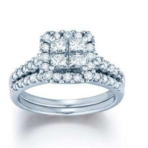  5/8 ctw Princess Cut Quad Vintage Wedding Ring Set in 14kt 