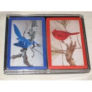 Vintage Double Deck Playing Cards   Blue Jay & Cardinal Bird   Large 