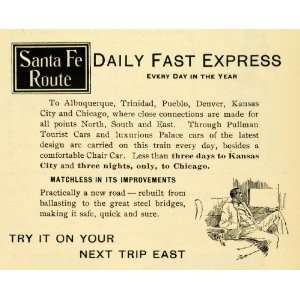   Ad Santa Fe Railway Daily Trains Kansas Chicago   Original Print Ad