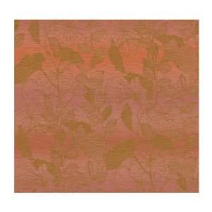   Vining Ginko Leaf Prepasted Wallpaper, Tomato Red/Manila Tan/Metallic
