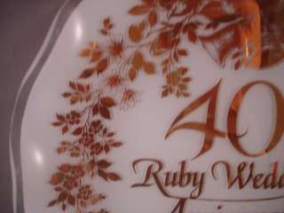 40th Anniversary RUBY Wedding Glass Plate Fiestaware Gold and Red 