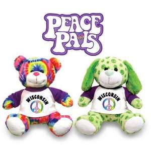   Wisconsin Peace Pals green PUPPY or tie dyed TEDDY bear Toys & Games