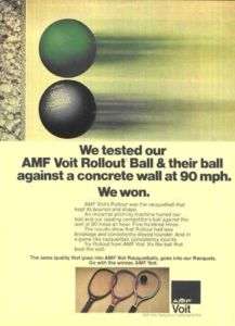 1977 AMF Voit Rollout Racquetball Racquets Vintage Ad  