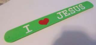 Love Jesus Slap Band Wrist Bracelet Silicone Green  
