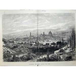  1865 View Florence Italy Buildings Mountains Fine Art 