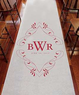   Flourish Design Monogram Personalized Wedding Aisle Runner   8 Colors