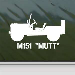 M151 Mutt Vietnam Era Jeep Top Down White Sticker Laptop Vinyl White 