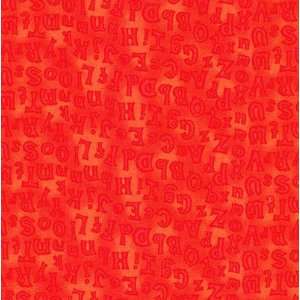  Animal Alphabet quilt fabric. Bright orange tonal. by Moda 