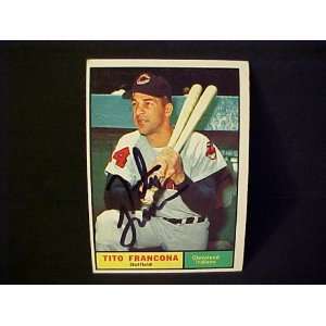 Tito Francona Cleveland Indians #503 1961 Topps Autographed Baseball 