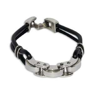   Trendy Celebrity Cuff Bracelet Jewellery   Black & Silver Jewelry