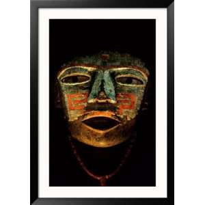  Turquoise, Mosaic, Mask, Teotihuacan, Mexico Framed 