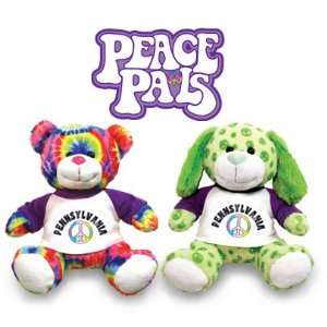   Peace Pals green PUPPY or tie dyed TEDDY bear Toys & Games