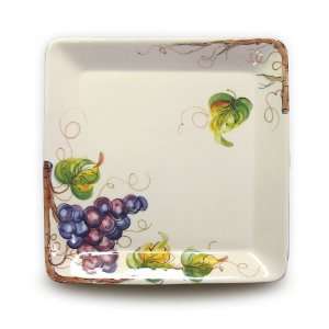  Handmade Square Platter with Grapes From Italy