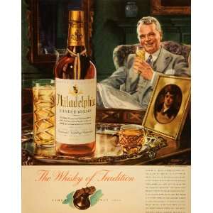  1942 Ad Philadelphia Whiskey Bottle Cocktail Silver Platter Liquor 