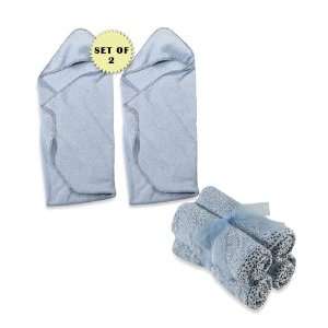  2 HOODED TOWELS & 4 PK WASHCLOTH BLUE  BABY GIFT SET Baby