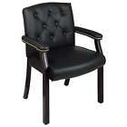 BLACK TRADITIONAL LEATHER GUEST VISITOR CHAIR